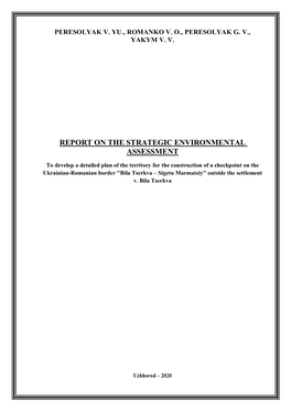 Report on the Strategic Environmental Assessment