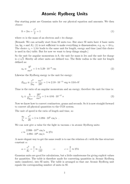 Atomic Rydberg Units