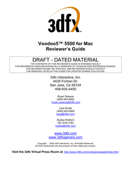 Voodoo5™ 5500 for Mac Reviewer's Guide