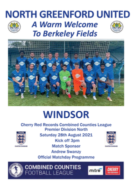 NORTH GREENFORD UNITED a Warm Welcome to Berkeley Fields