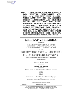 Legislative Hearing Committee on Natural Resources U.S