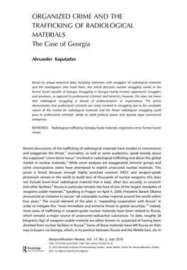 NPR 17.2: Organized Crime and the Trafficking of Radiological Materials: the Case of Georgia