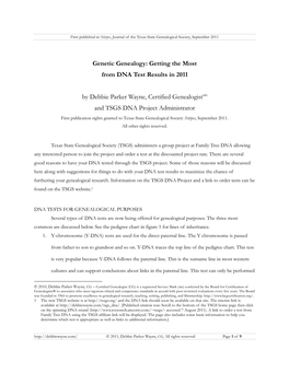 Genetic Genealogy: Getting the Most from DNA Test Results in 2011
