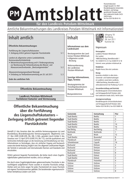 Amtsblatt Für Den Landkreis Potsdam-Mittelmark