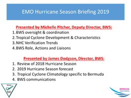 EMO Hurricane Season Briefing 2019
