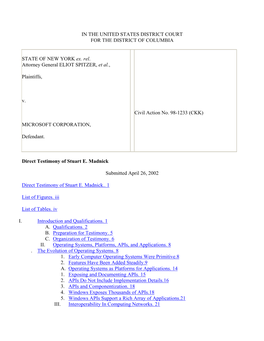 IN the UNITED STATES DISTRICT COURT for the DISTRICT of COLUMBIA STATE of NEW YORK Ex. Rel. Attorney General ELIOT SPITZER, Et A