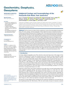 Subglacial Geology and Geomorphology of the Pensacola