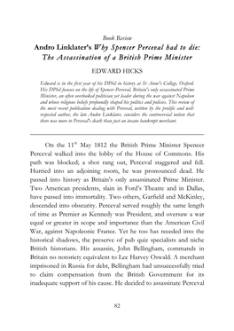 Andro Linklater's Why Spencer Perceval Had To