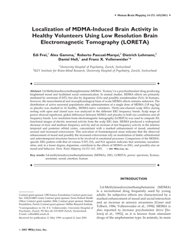 Localization of MDMA-Induced Brain Activity in Healthy Volunteers Using