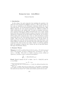 Reciprocity Laws: Artin-Hilbert