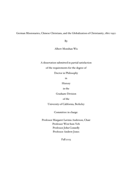German Missionaries, Chinese Christians, and the Globalization of Christianity, 1860-1950