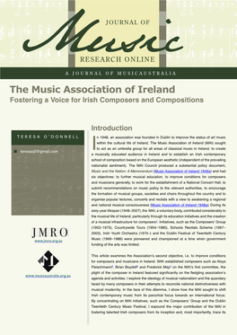 The Music Association of Ireland Fostering a Voice for Irish Composers and Compositions