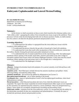 Embryonic Cephalocaudal and Lateral Flexion/Folding