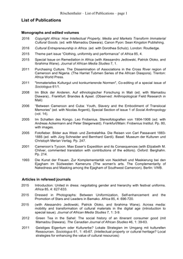 List of Publications – Page 1 List of Publications