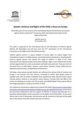 Gender, Violence and Rights of the Child: a Focus on Europe