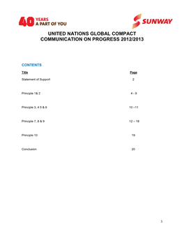 United Nations Global Compact Communication on Progress 2012/2013