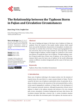 The Relationship Between the Typhoon Storm in Fujian and Circulation Circumstances