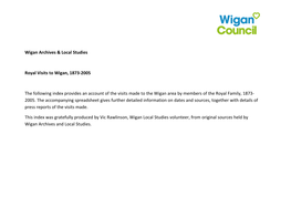 Royal Visits to Wigan, 1873-2005