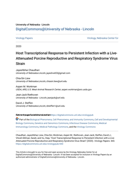 Host Transcriptional Response to Persistent Infection with a Live- Attenuated Porcine Reproductive and Respiratory Syndrome Virus Strain