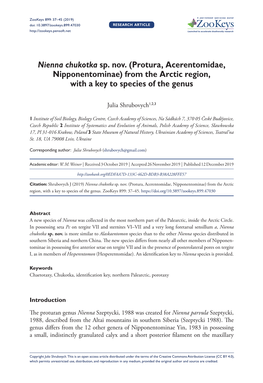 Protura, Acerentomidae, Nipponentominae) from the Arctic Region, with a Key to Species of the Genus