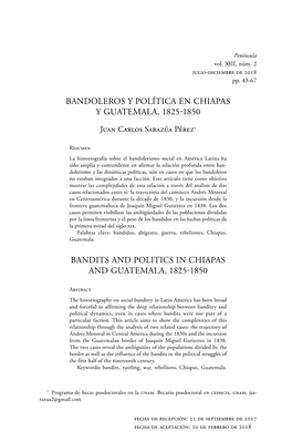 Bandoleros Y Política En Chiapas Y Guatemala, 1825-1850