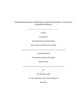 Understanding Federal Preeminence in Disaster Management: a Punctuated Equilibrium Approach