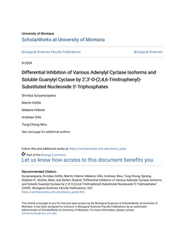 Differential Inhibition of Various Adenylyl Cyclase Isoforms and Soluble Guanylyl Cyclase by 2',3'-O-(2,4,6-Trinitrophenyl)- Substituted Nucleoside 5'-Triphosphates