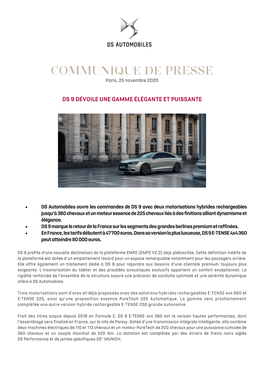 COMMUNIQUÉ DE PRESSE Paris, 25 Novembre 2020