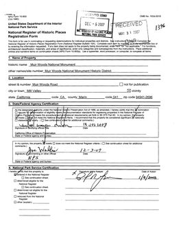 National Register of Historic Places Registration Form This Form Is for Use in Nominating Or Requesting Determinations for Individual Properties and Districts