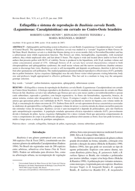 Esfingofilia E Sistema De Reprodução De Bauhinia Curvula Benth