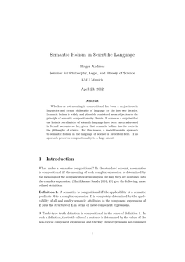 Semantic Holism in Scientific Language