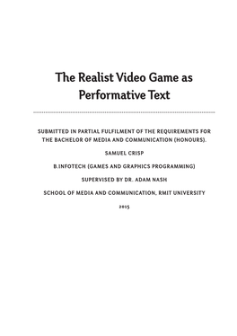 The Realist Video Game As Performative Text