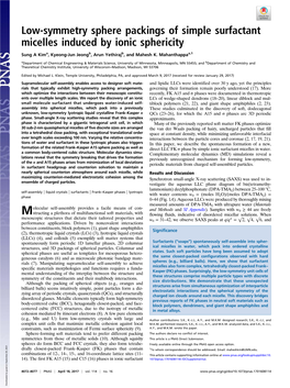 Low-Symmetry Sphere Packings of Simple Surfactant Micelles Induced by Ionic Sphericity