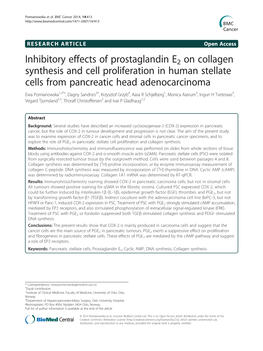 Inhibitory Effects of Prostaglandin E2 on Collagen Synthesis and Cell