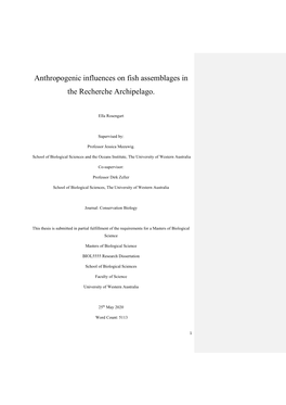 Anthropogenic Influences on Fish Assemblages in the Recherche Archipelago