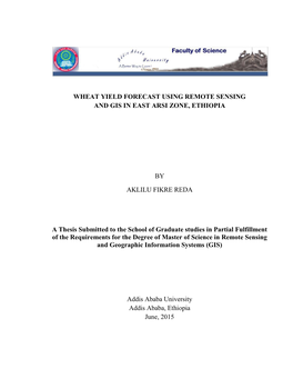 BY AKLILU FIKRE REDA a Thesis Submitted to the School Of