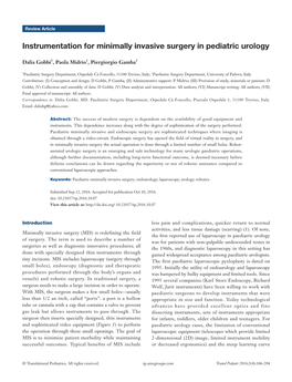 Instrumentation for Minimally Invasive Surgery in Pediatric Urology