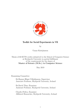 Toolkit for Social Experiments in VR