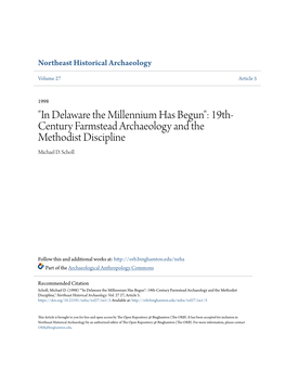 "In Delaware the Millennium Has Begun": 19Th-Century Farmstead Archaeology and the Methodist Discipline," Northeast Historical Archaeology: Vol