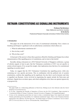 Vietnam: Constitutions As Signalling Instruments