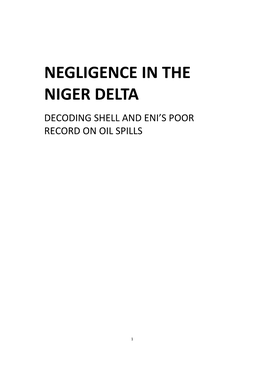 Negligence in the Niger Delta Decoding Shell and Eni’S Poor Record on Oil Spills