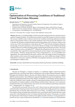 Optimization of Processing Conditions of Traditional Cured Tuna Loins–Muxama