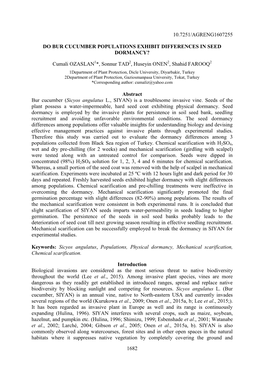 1682 10.7251/Agreng1607255 Do Bur Cucumber Populations