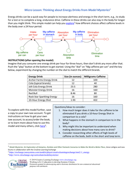 Micro Lesson: Thinking About Energy Drinks from Model Mysteries1
