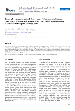 Invasive Bryozoans in Ireland: First Record of Watersipora