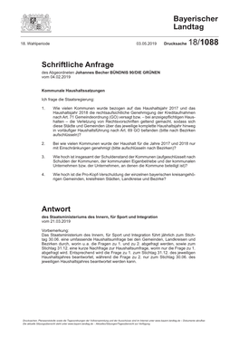 Schriftliche Anfrage Antwort