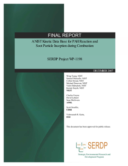 A NIST Kinetic Data Base for PAH Reaction and Soot Particle Inception During Combustion