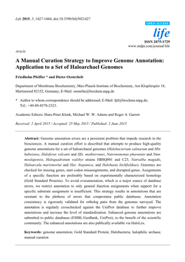 A Manual Curation Strategy to Improve Genome Annotation: Application to a Set of Haloarchael Genomes