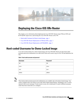 Deploying the Cisco IOS Xrv Router