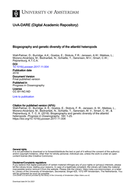 Biogeography and Genetic Diversity of the Atlantid Heteropods